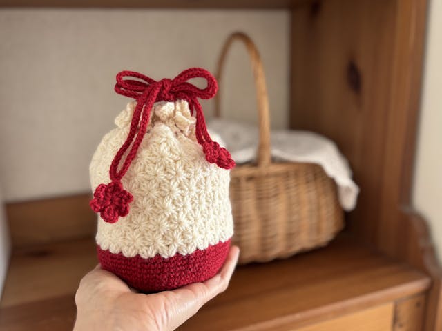 小花いっぱい巾着の編み方【PDF編み図付】