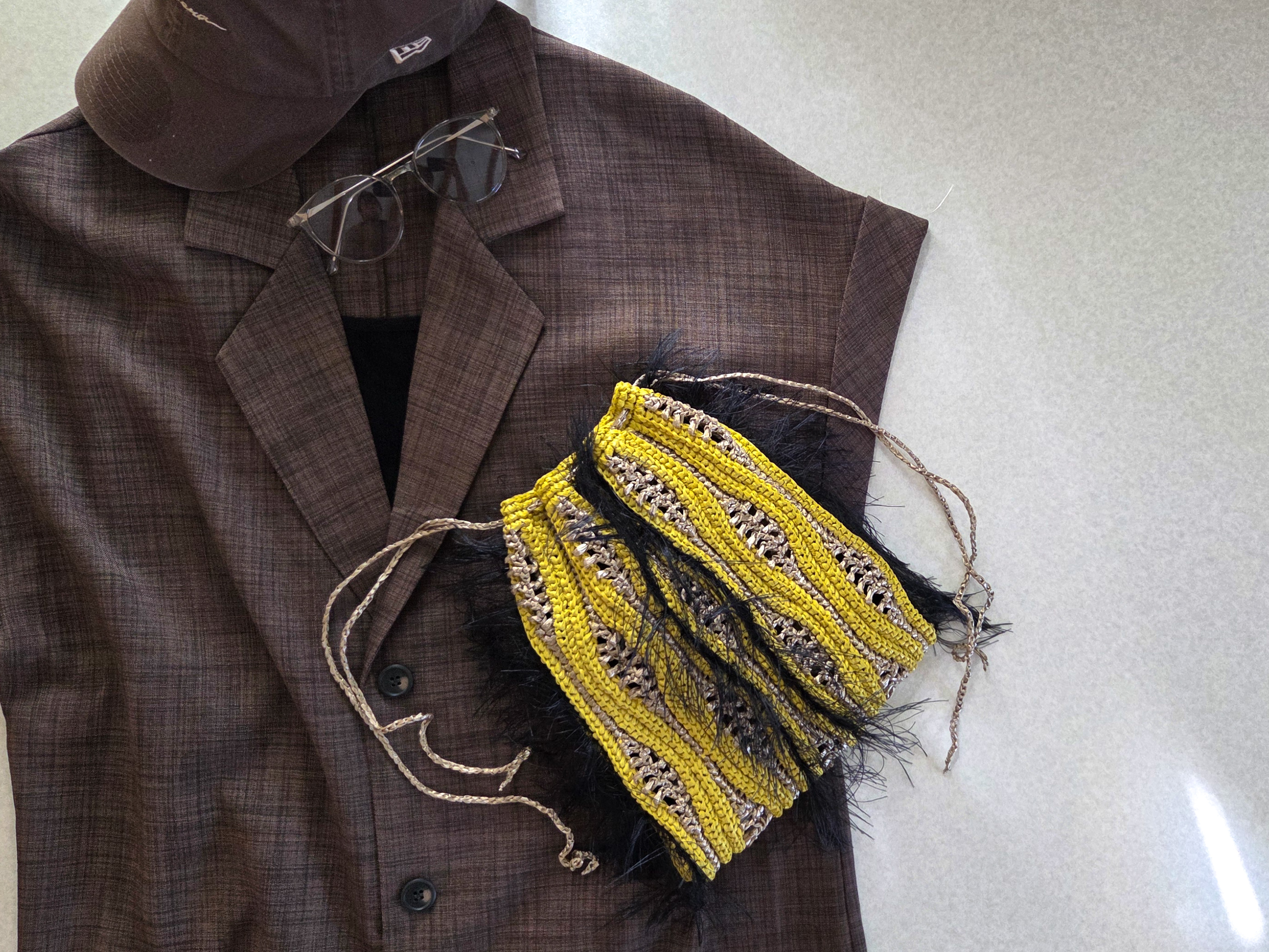 ウェーブ模様の巾着バッグの編み方【編み図付き】