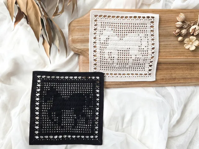 馬モチーフのレースハンカチ｜かぎ針編み【編み図付き】