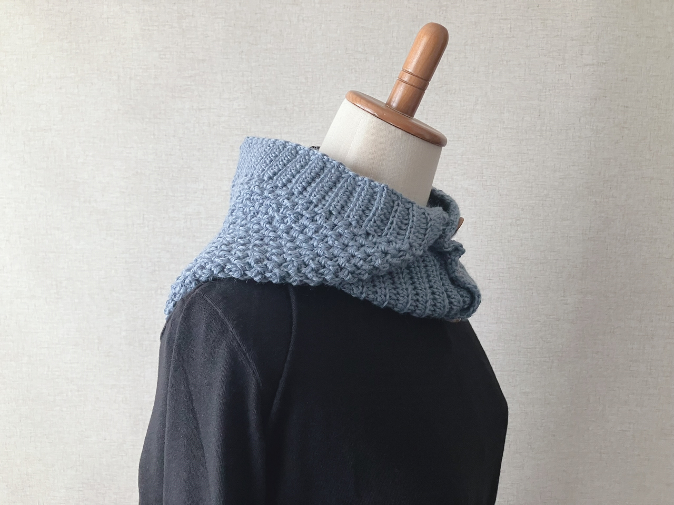 【PDF編み図付き】ボタン留めのバラクラバの作り方の紹介画像1