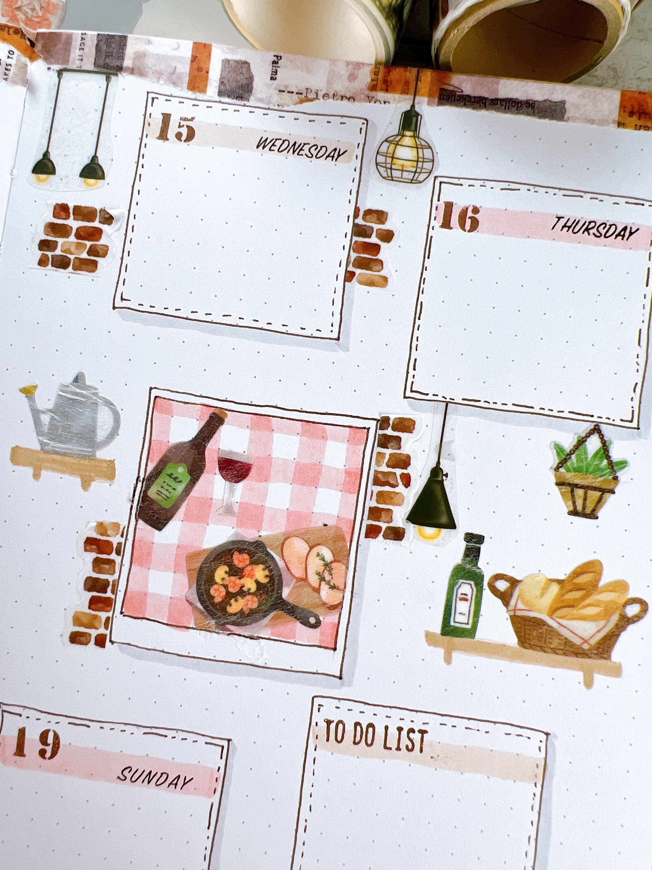 シールを使ってデコレーションレッスン　カフェ風Weeklyページの紹介画像5