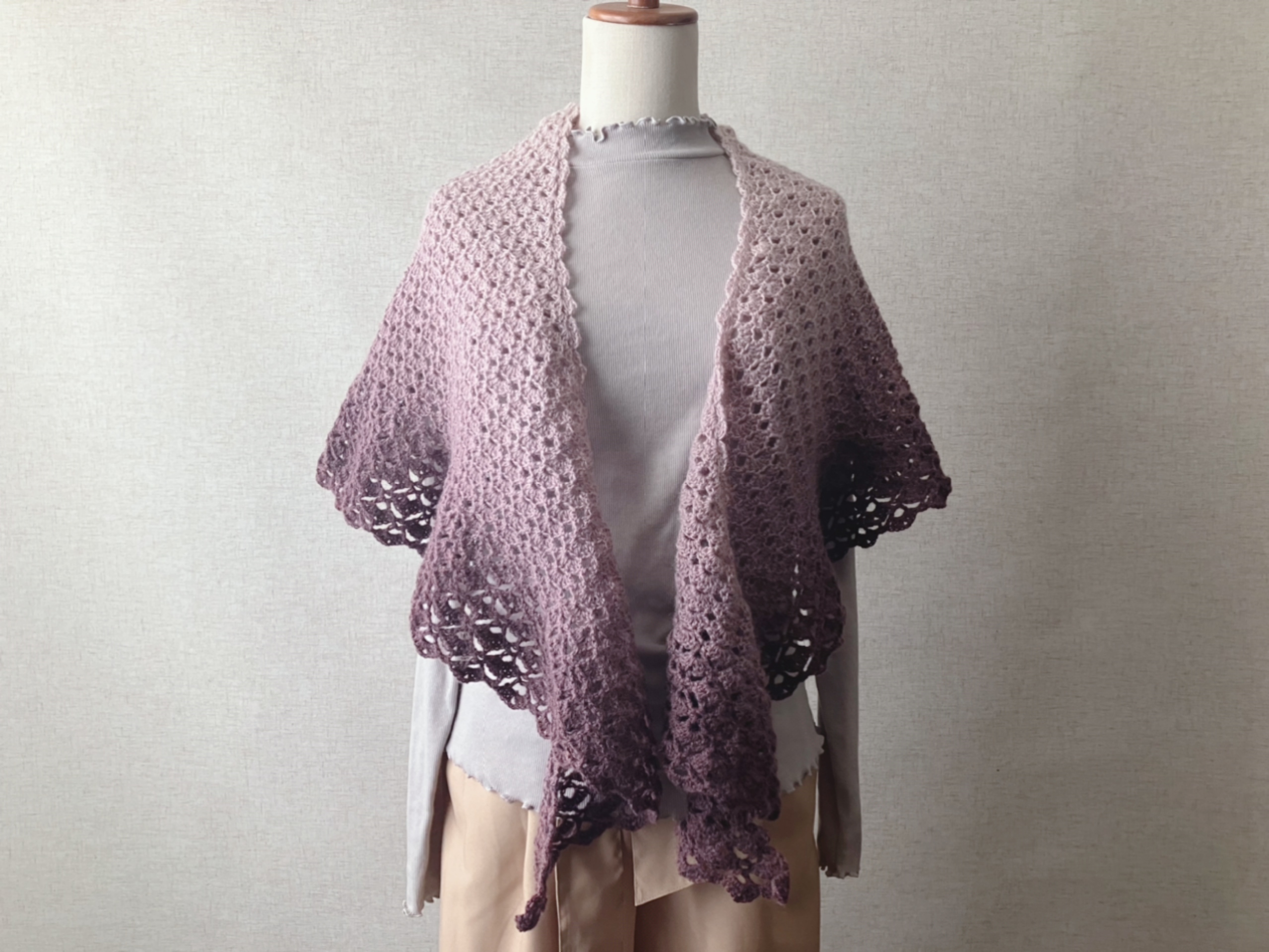 【PDF編み図付き】松編みの三日月ショールの作り方の紹介画像2