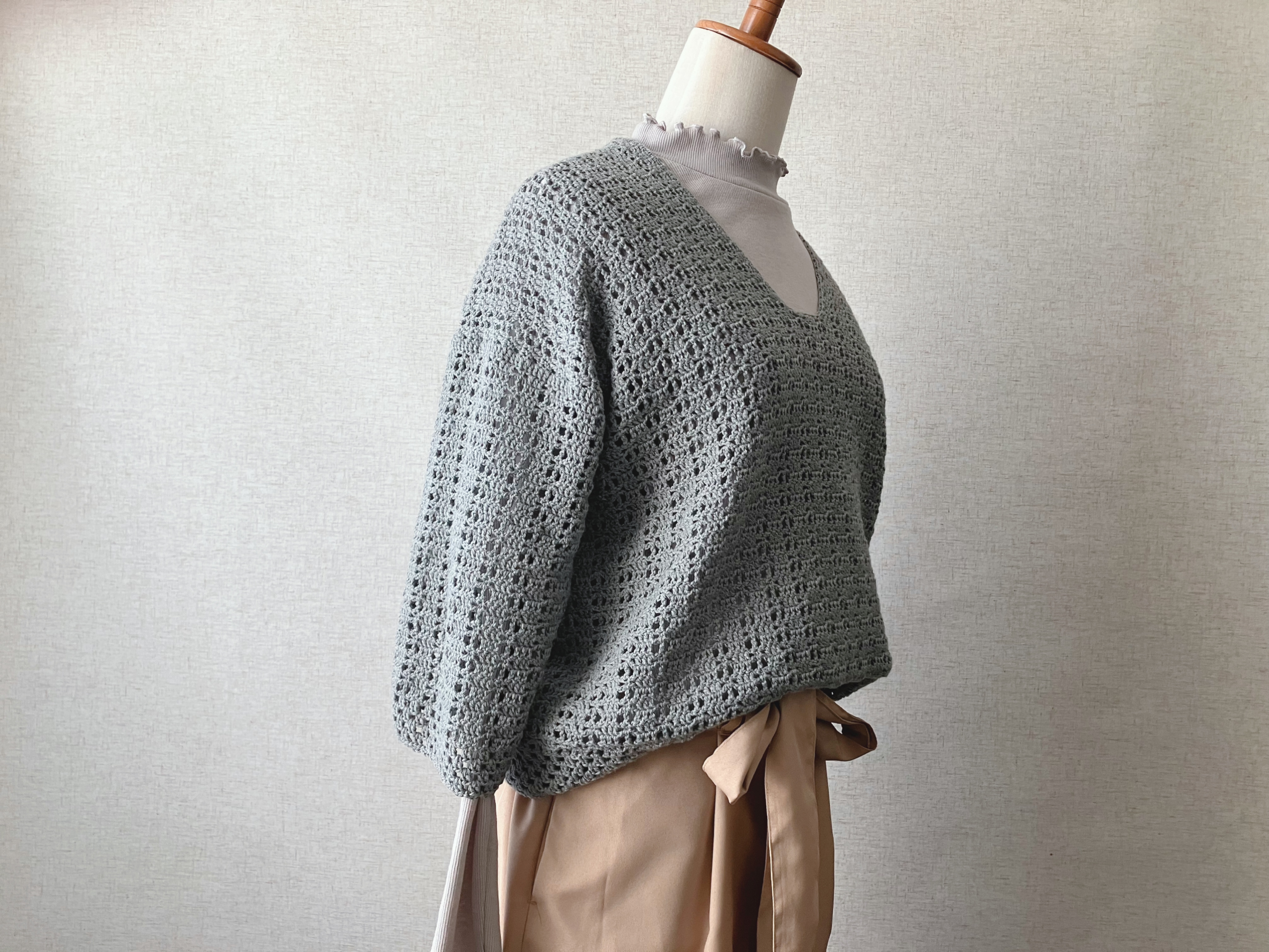 【PDF編み図付き】まっすぐ編みの簡単七分丈袖プルオーバーの作り方の紹介画像2