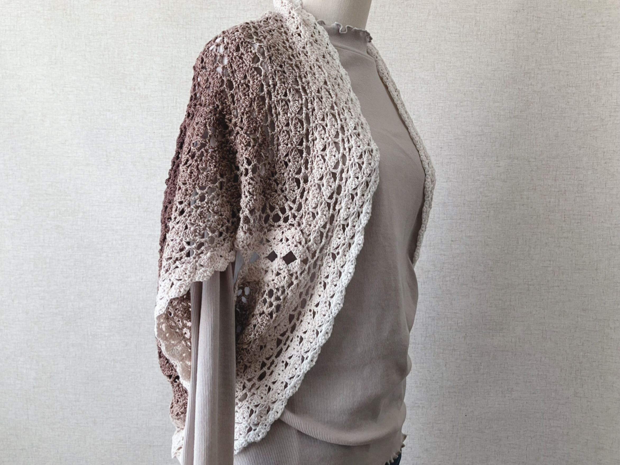 1回完結レッスン】【PDF編み図付き】ドイリーみたいな簡単ボレロの