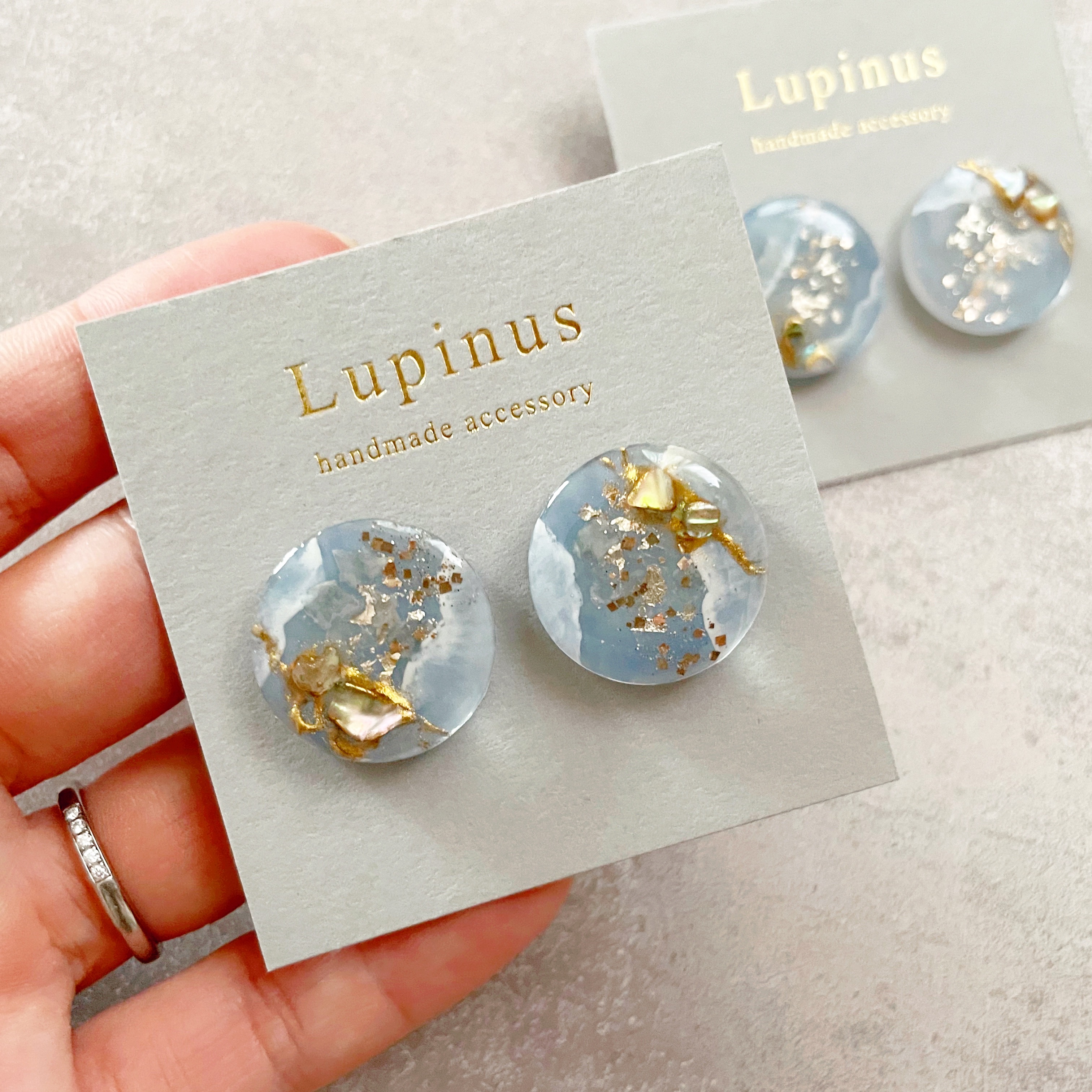 【レジン】シェルの奥行き天然石作りの紹介画像1