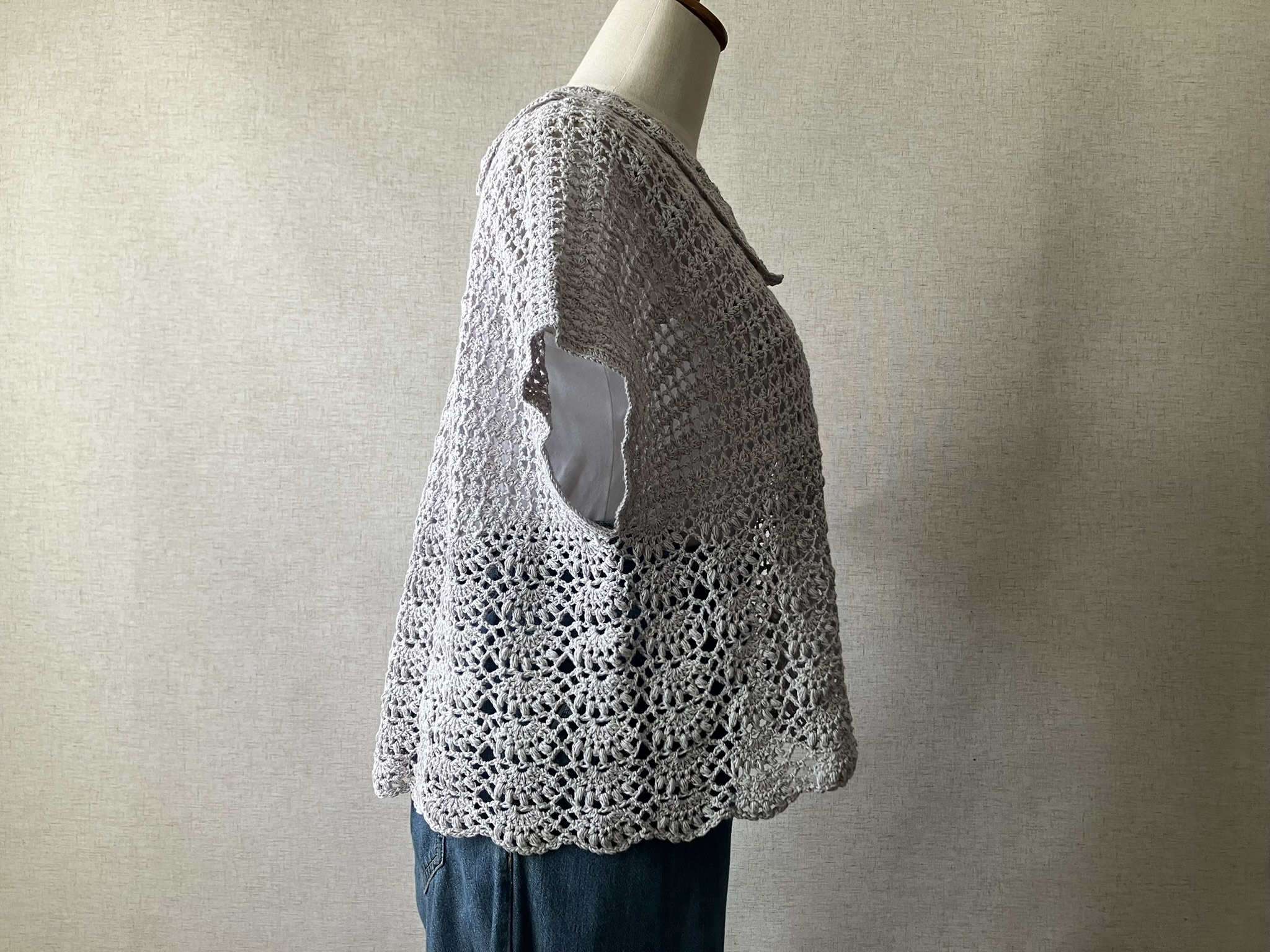 【PDF編み図付き】扇模様の襟付きプルオーバーの編み方の紹介画像2