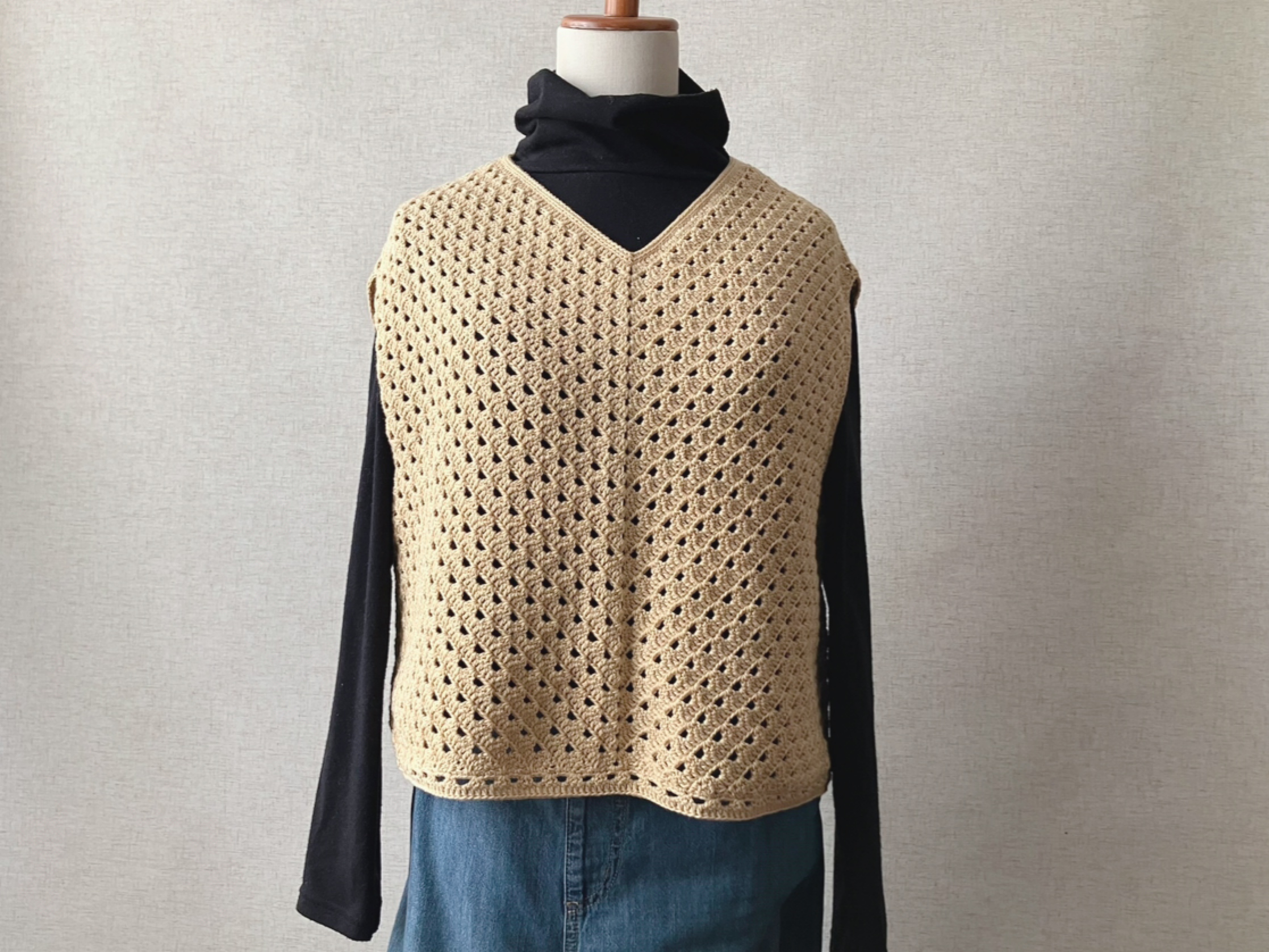 【PDF編み図付き】とじはぎなしの簡単Vネックの編み方の紹介画像2