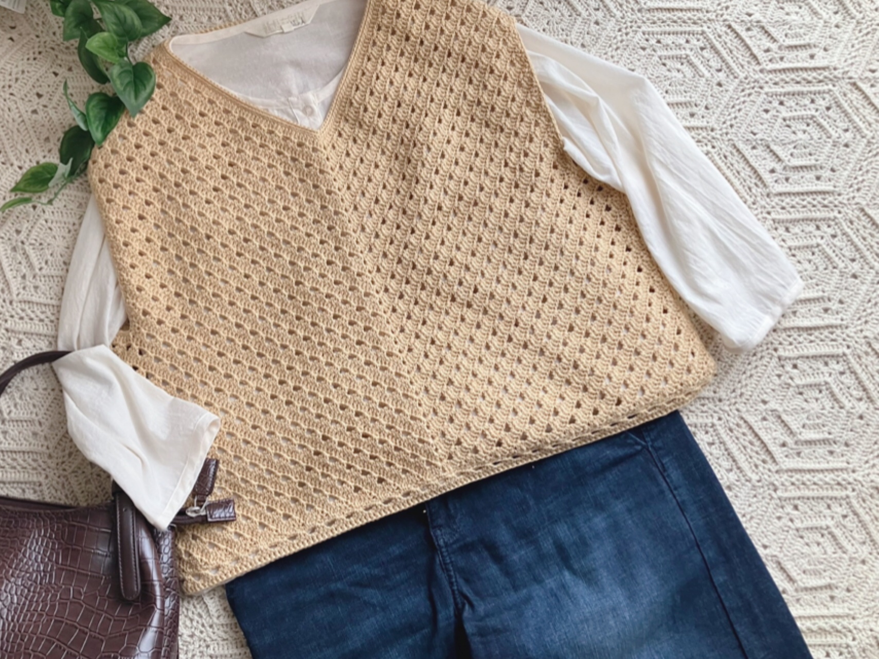 【PDF編み図付き】とじはぎなしの簡単Vネックの編み方の紹介画像4