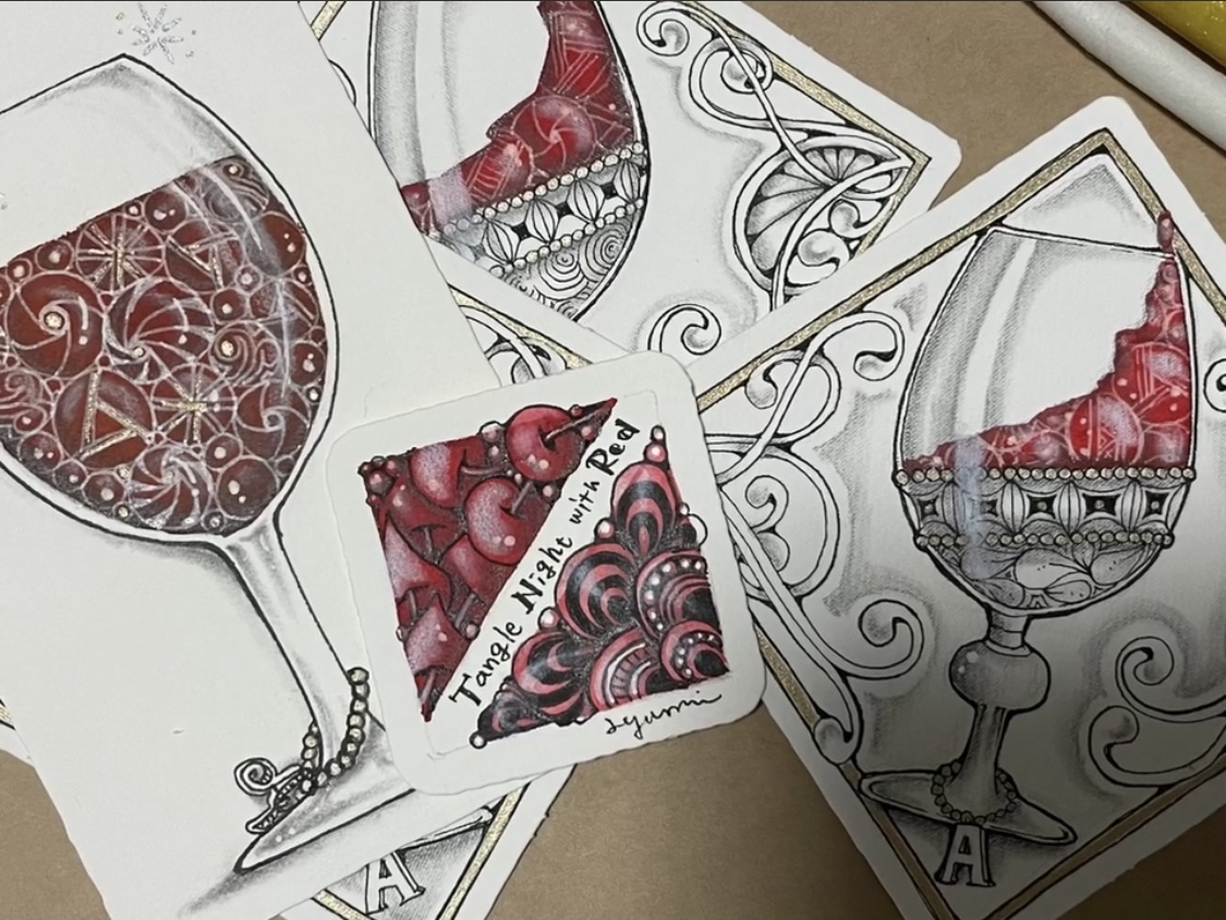 ゼンダングル・wine glass with redの描き方の紹介画像1