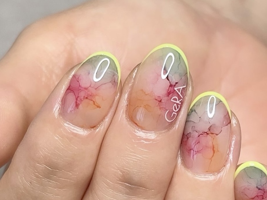 カラフルインクアートとスキニーフレンチのやり方の紹介画像1