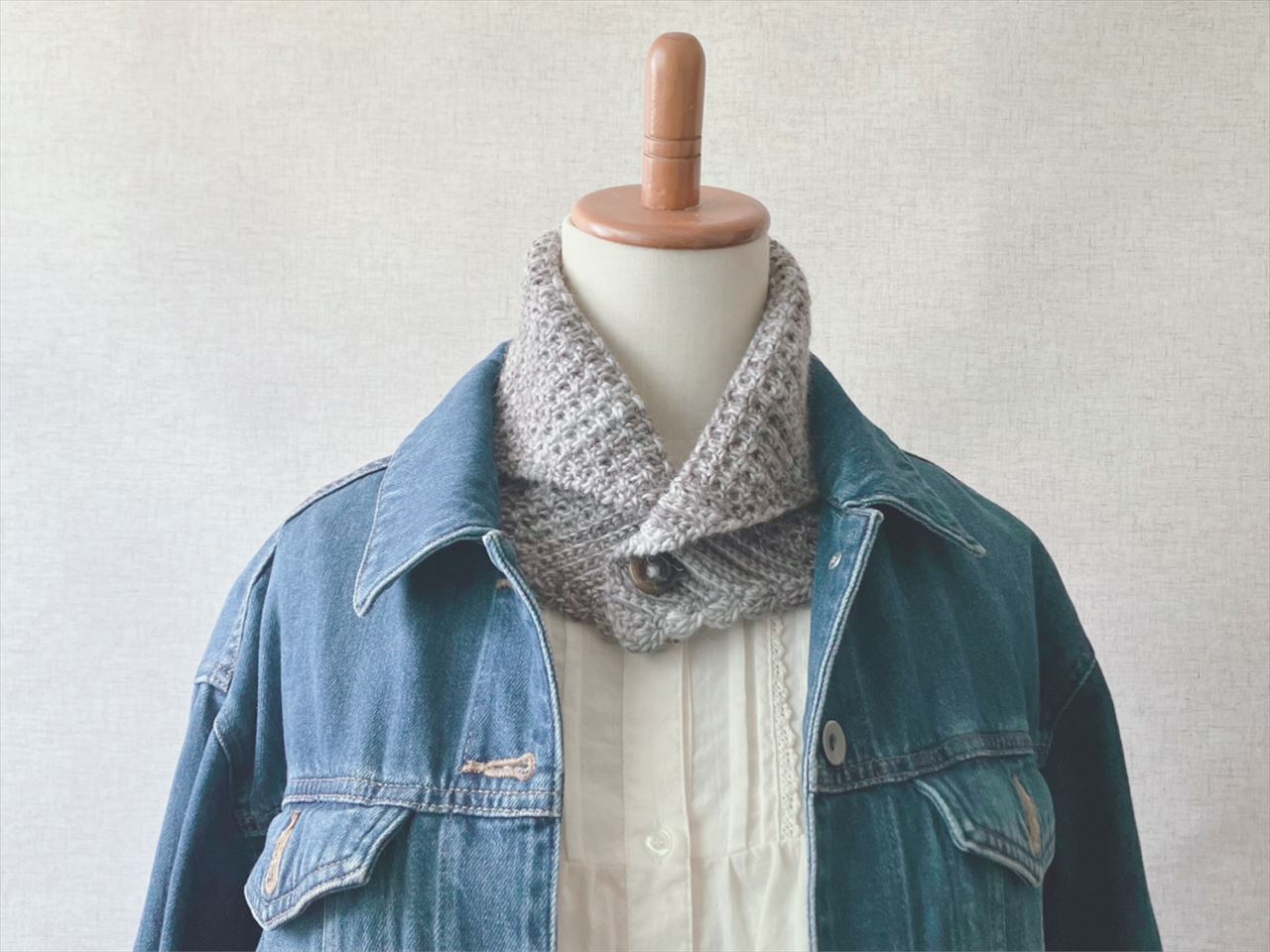 【PDF編み図付き】地模様の襟付きネックウォーマーの作り方の紹介画像3
