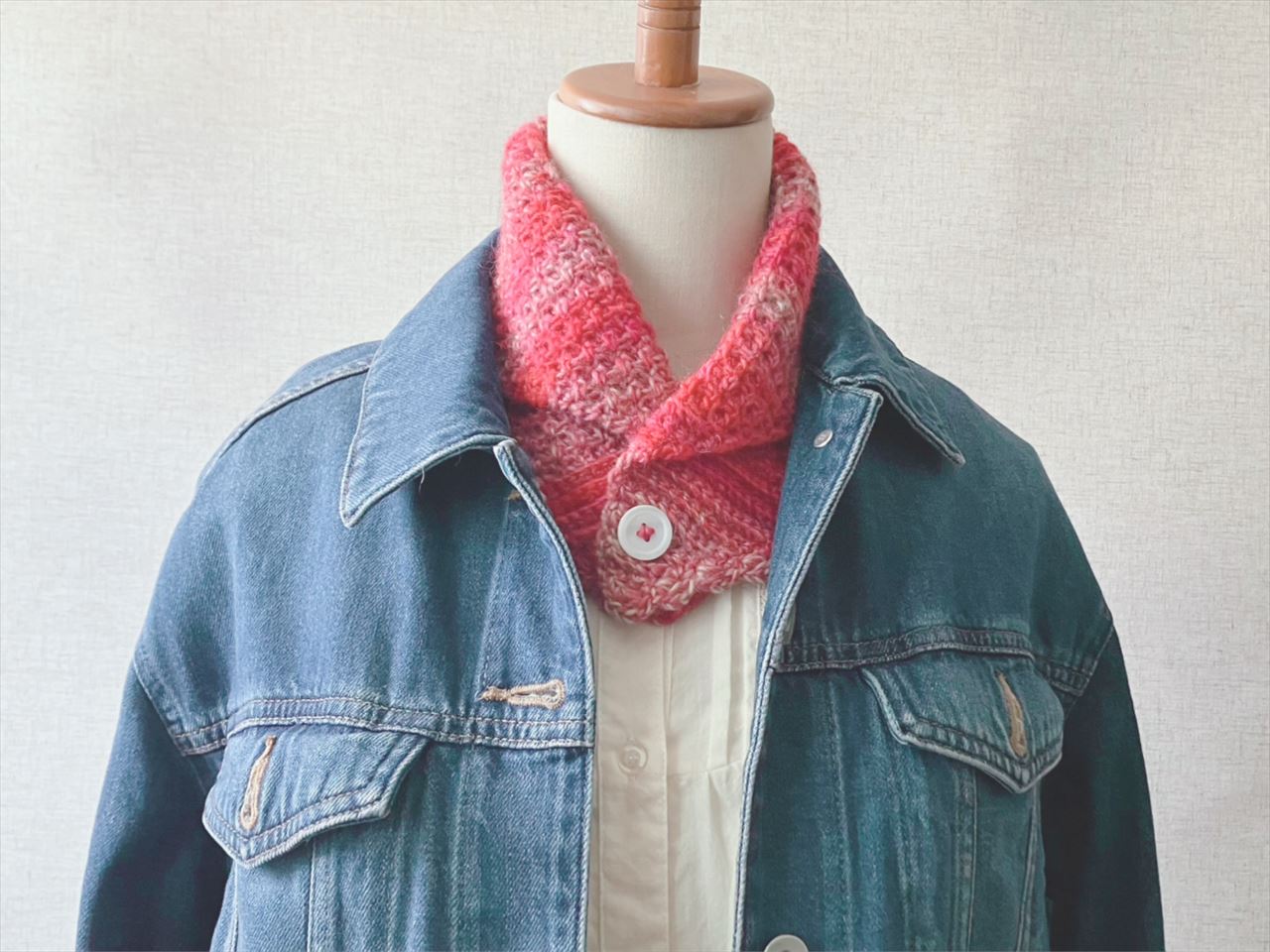 【PDF編み図付き】地模様の襟付きネックウォーマーの作り方の紹介画像4