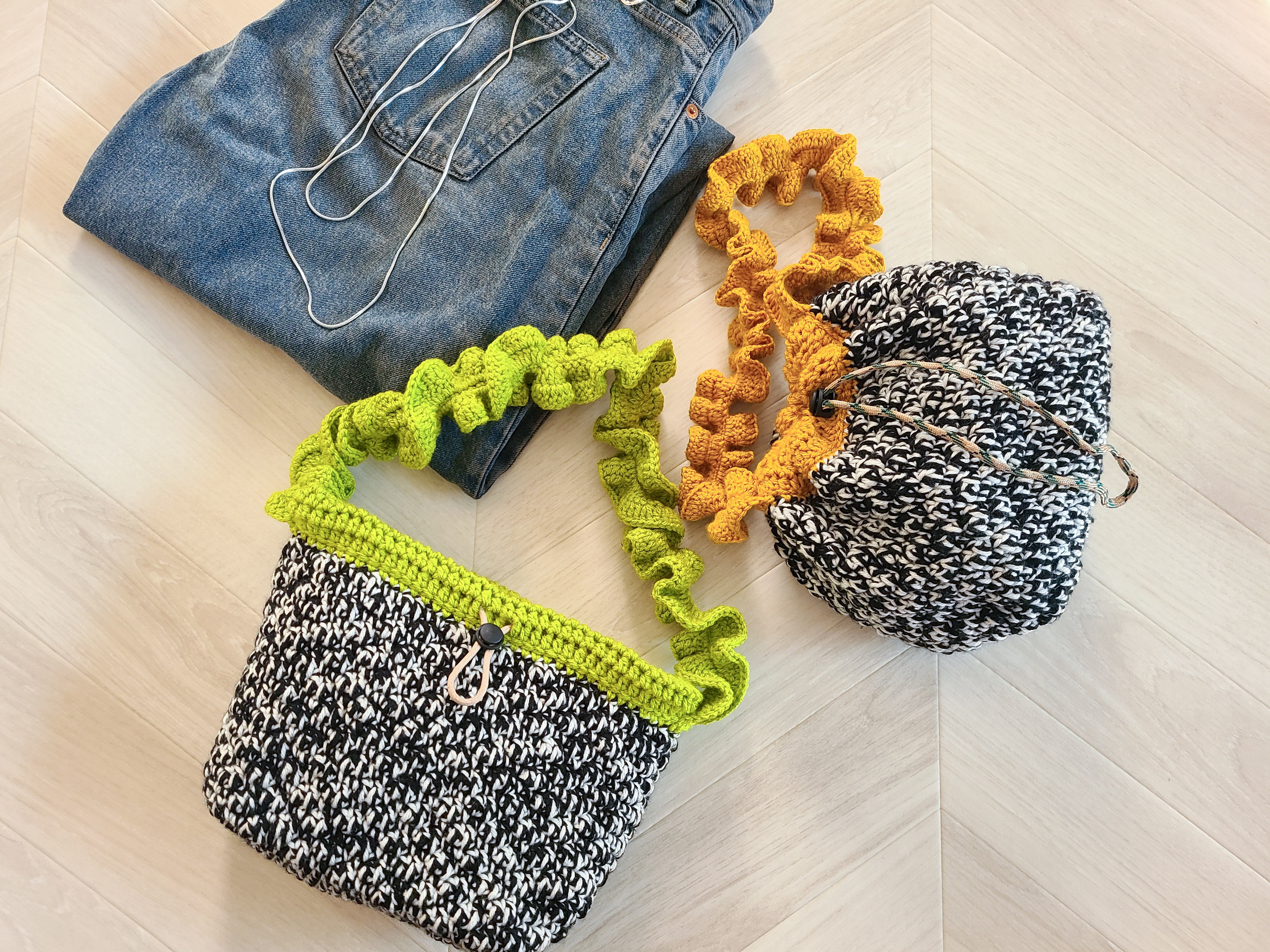 【編み図付き】フリルハンドル巾着バッグの編み方の紹介画像2