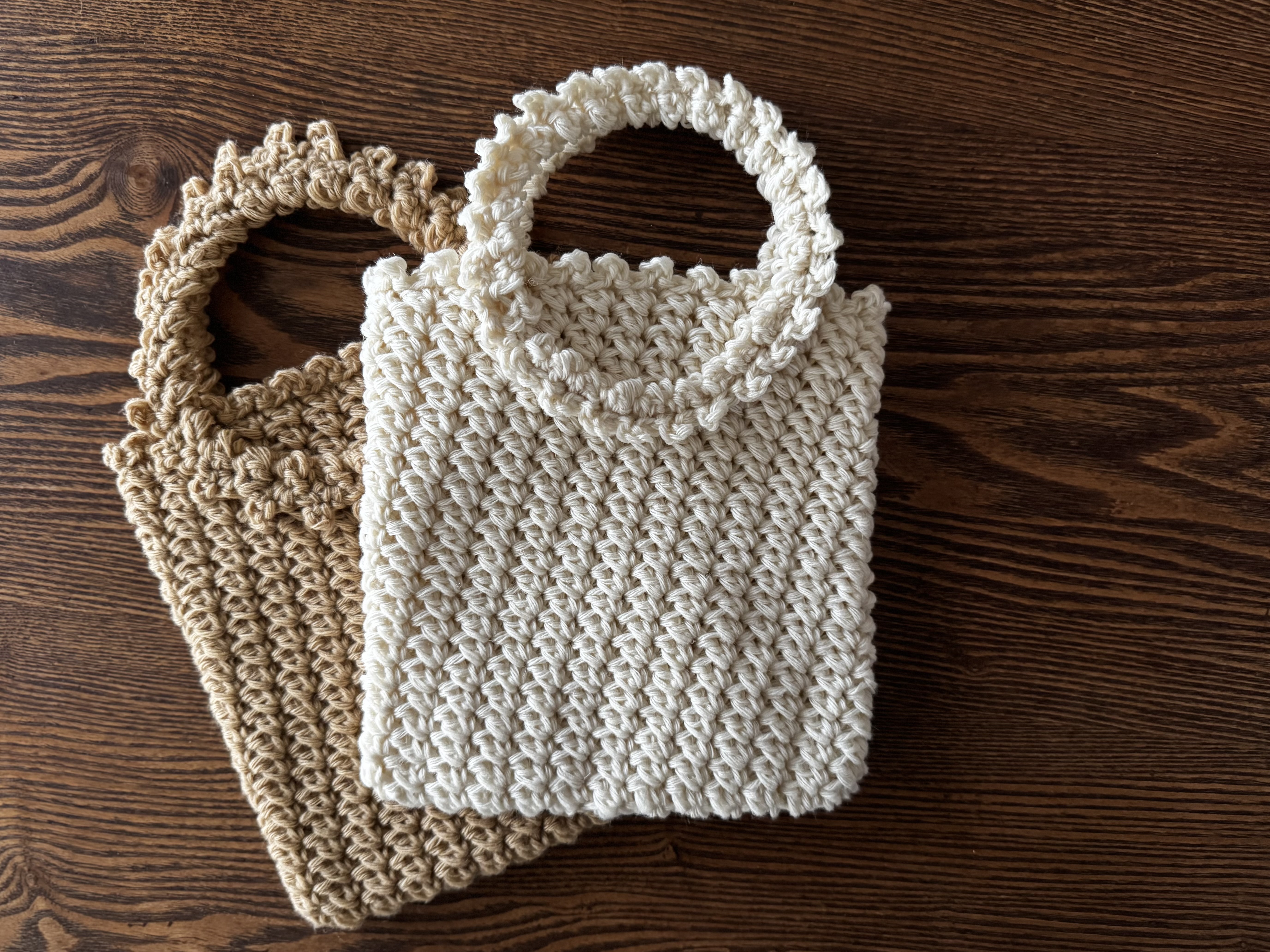 かぎ針編み まるい持ち手のぺたんこBagの作り方【PDF編み図付】の紹介画像1