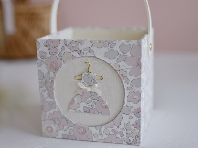 カルトナージュで作る☆ドレスでおめかしバスケット(ミニチュアハンガーレッスン付き)の紹介画像3