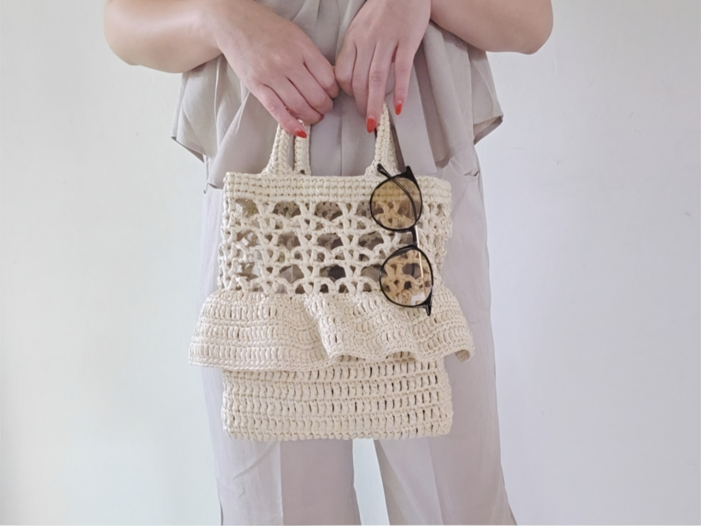フリルつきかごバッグの編み方│かぎ針編みの紹介画像1