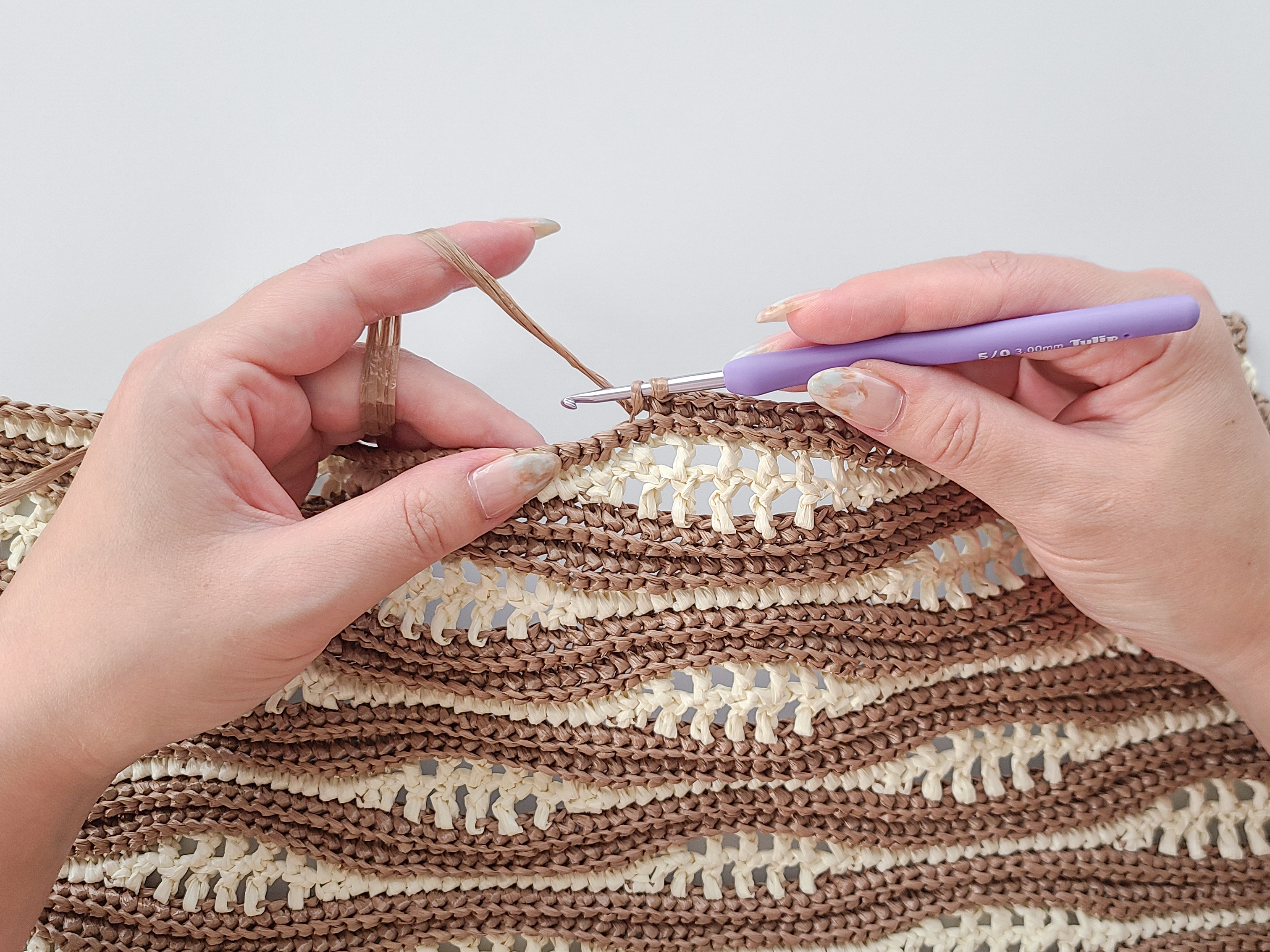 ウェーブ模様の巾着バッグの編み方【編み図付き】の紹介画像4