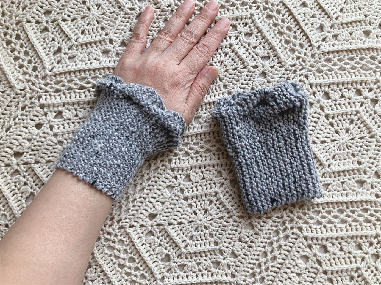 【PDF編み図付き】ガーター編みのリストウォーマ―の紹介画像5