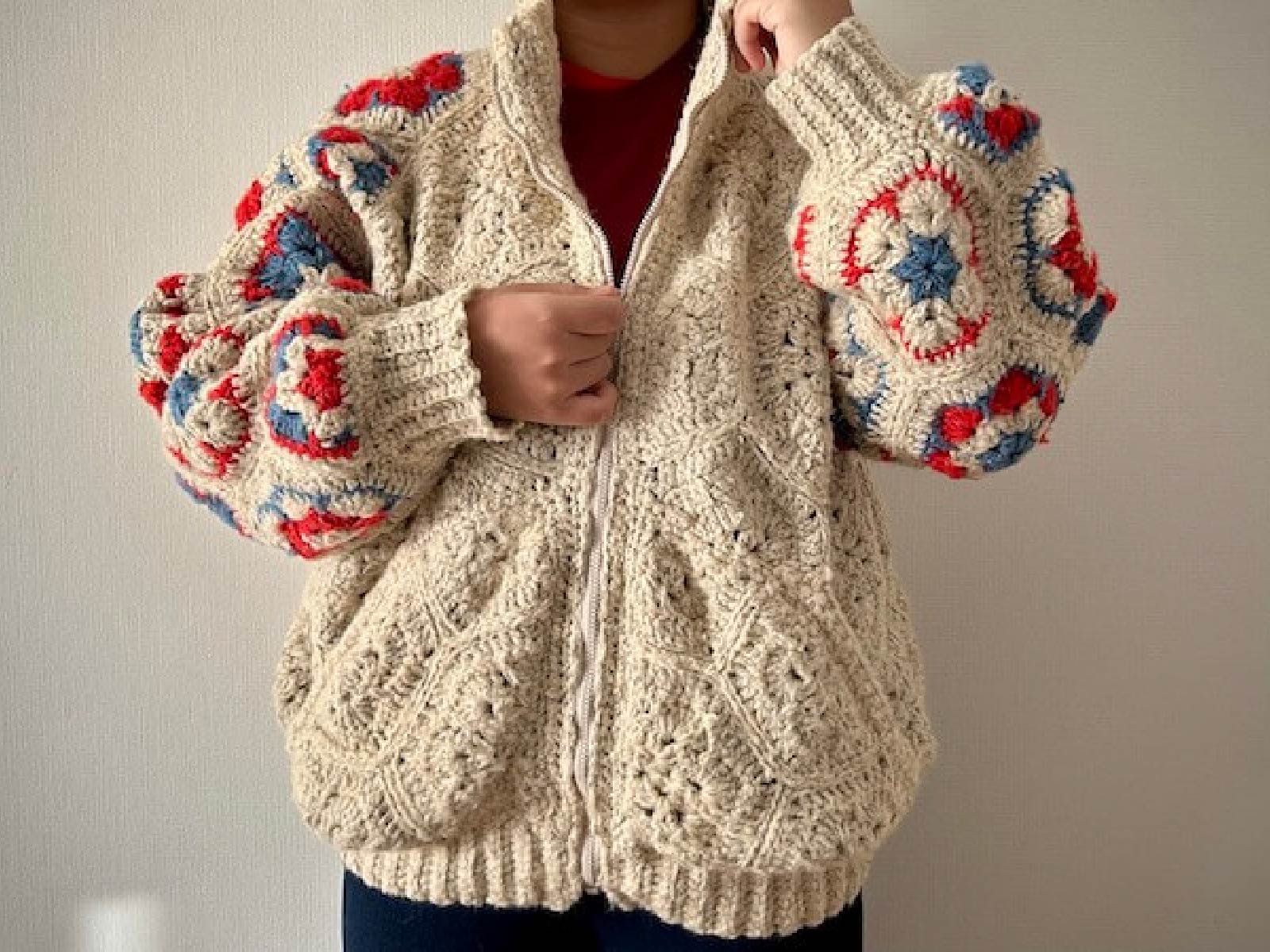 〈かぎ針編み〉パッチワークブルゾンの編み方【編み図付き】の紹介画像1