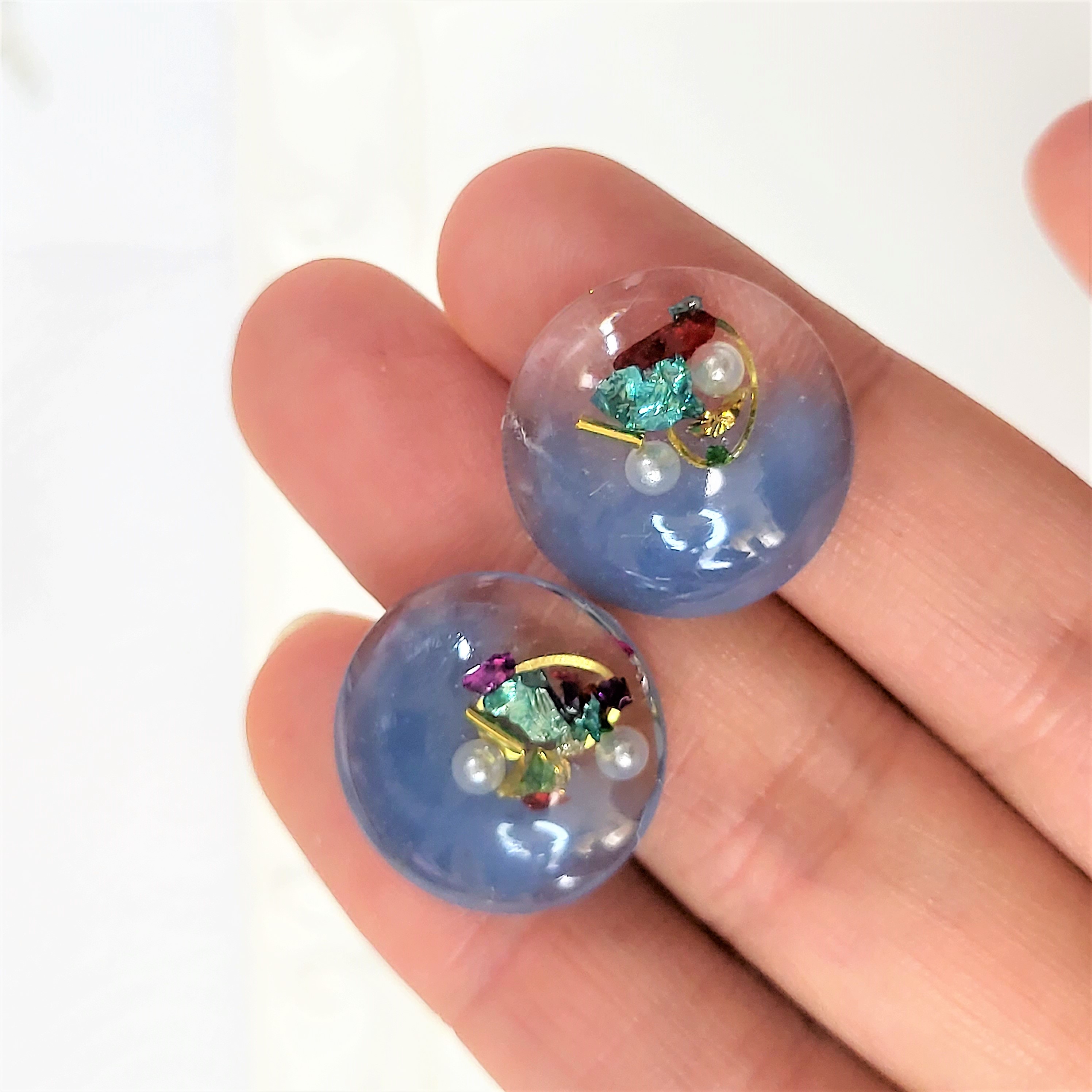 【LEDレジン初級】くすみブルーのアクセサリーパーツの紹介画像1