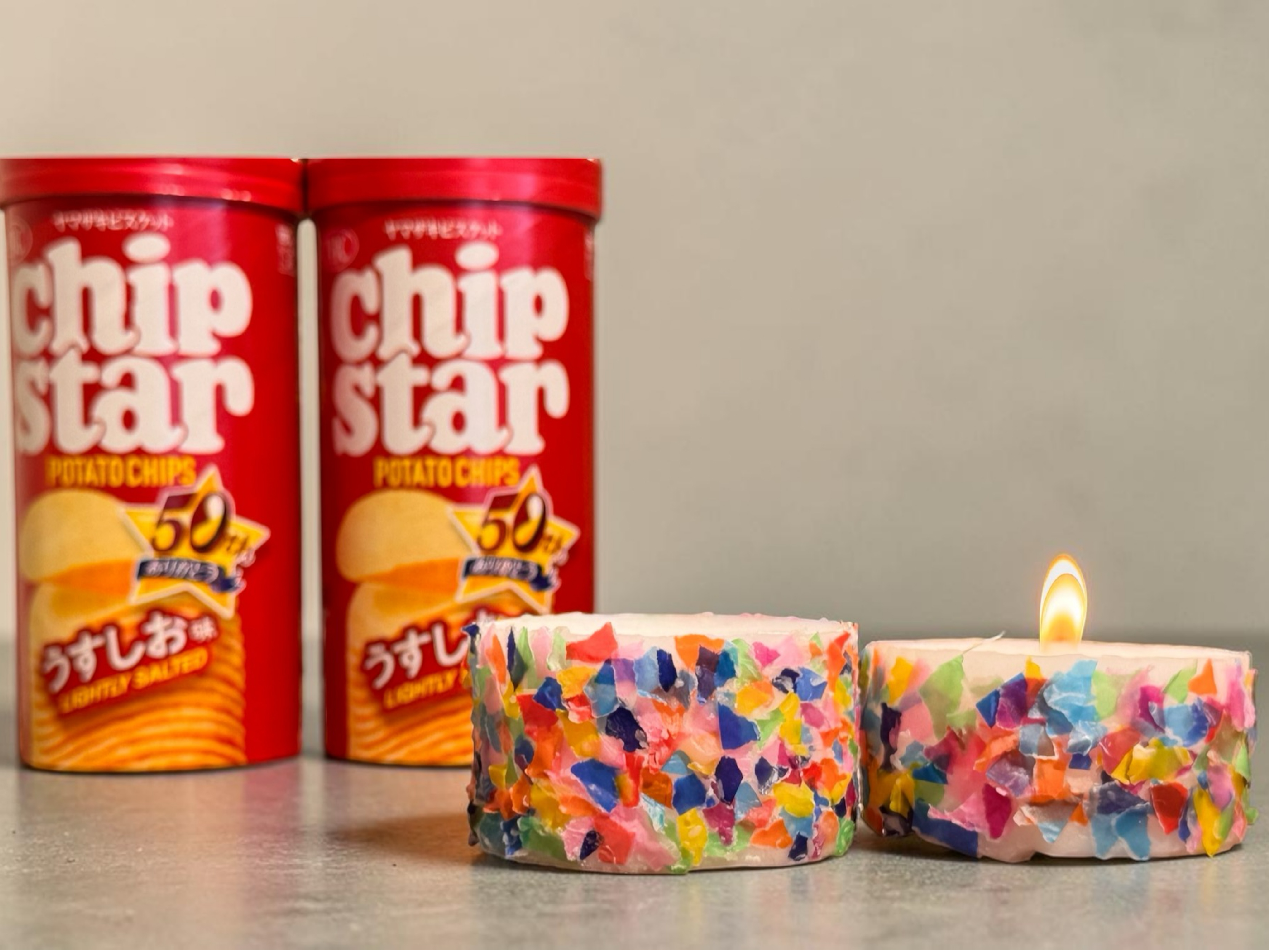 お菓子のパッケージで「テキスタイル風キャンドル」を作ろうの紹介画像1