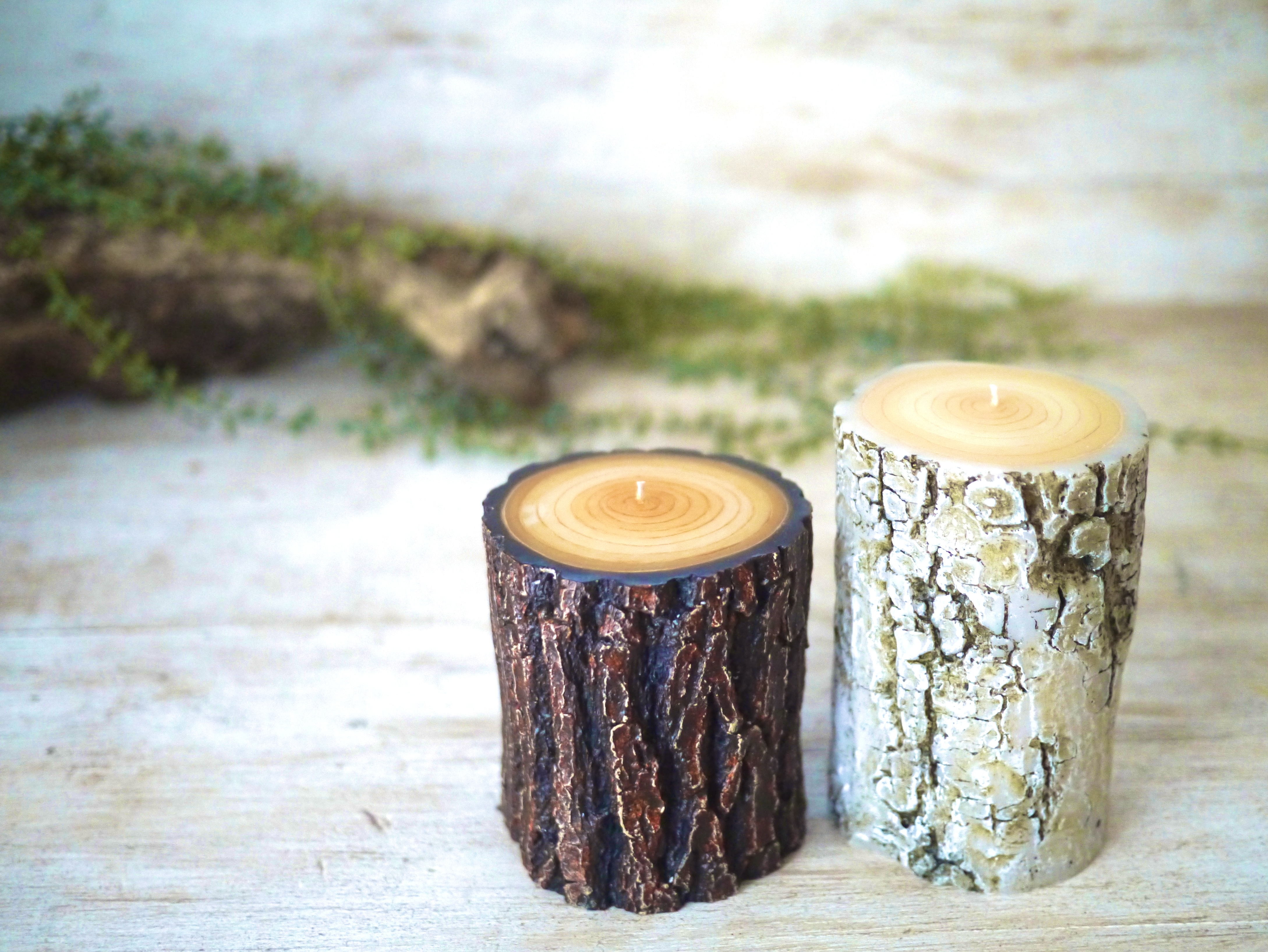 1回完結レッスン】丸太キャンドルの作り方 BROWN & WHITE セット［How