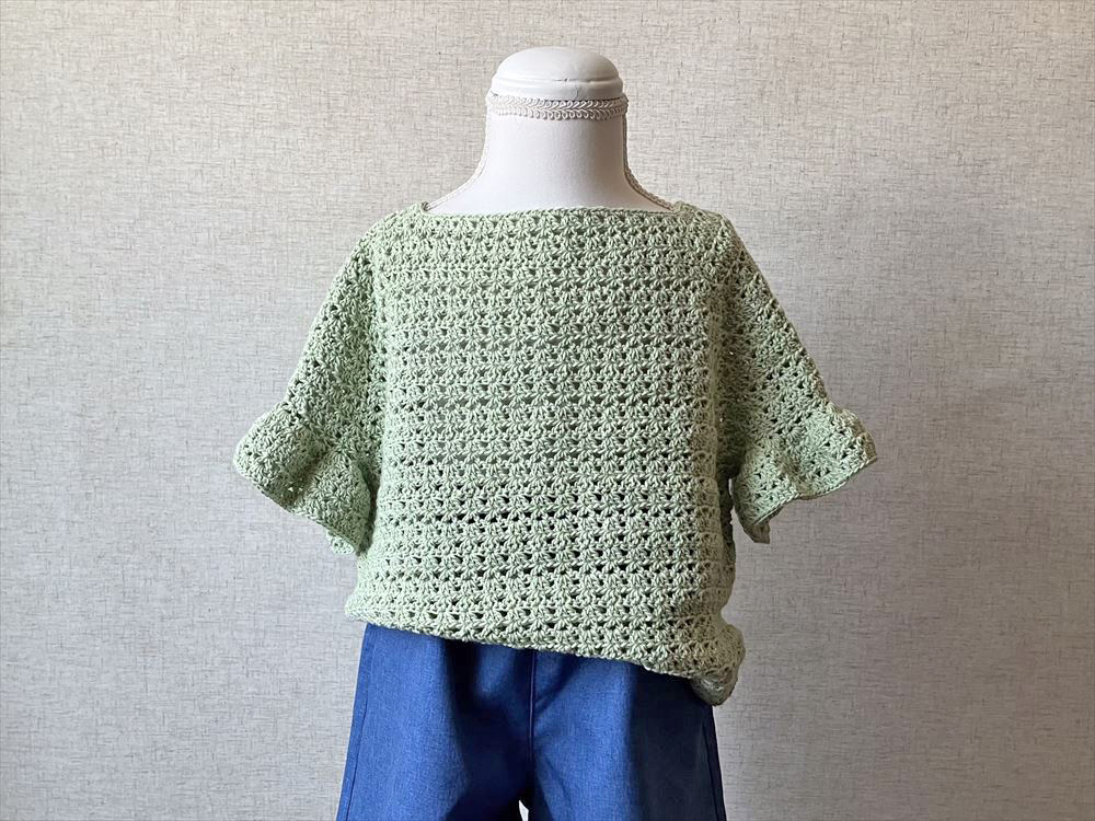 【PDF編み図付き】フリル袖の簡単Ｔシャツの作り方の紹介画像3