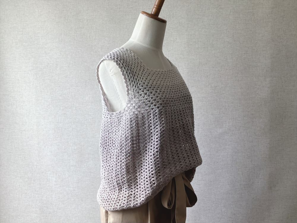 【PDF編み図付き】一筆書きで簡単！ネックから編むタンクトップ（2サイズ）の紹介画像3