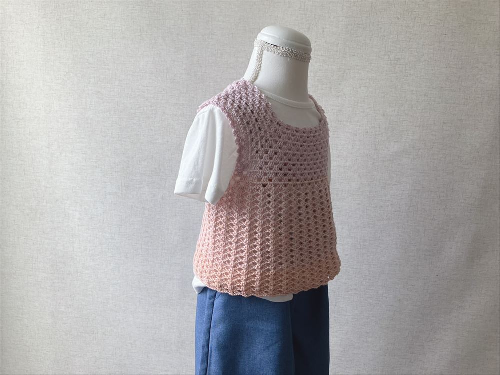 【PDF編み図付き】一筆書きで簡単！ネックから編むタンクトップ（2サイズ）の紹介画像5