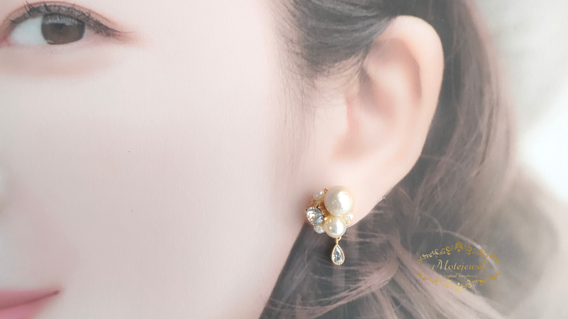 【商用利用OK】グルーデコで編み付け不要！トリオパール&ビジューのピアス・イヤリングの作り方の紹介画像2